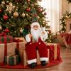 40cm Sitzender Roter Weihnachtsmann Dekoration Ornament, Nordischer Landhausstil Weihnachtsmann Ornament mit Weißem Bären und Weihnachtsdekorationszweig, Weihnachtsdekoration