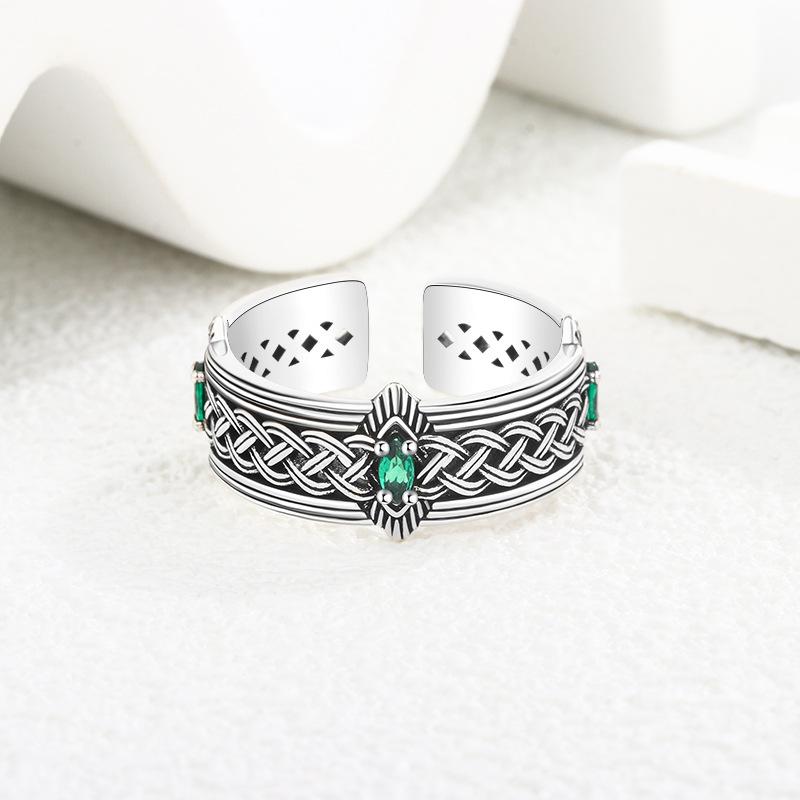 Fashion 925 Silver Retro Pattern Adjustable Rings For Women Girls Engagement Luxury Fine Jewelry Argent 925 Jewellery