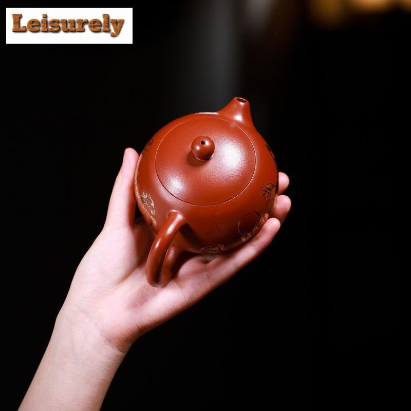 250ml Elegant Yixing Purple Clay Teapots Handmade Xishi Pot Raw Ore Dahongpao Mud Kettle With Strainer Chinese Zisha Tea Set Tea