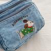 Cartoon Embroidered Denim Bag Women's Shoulder Crossbody Bag