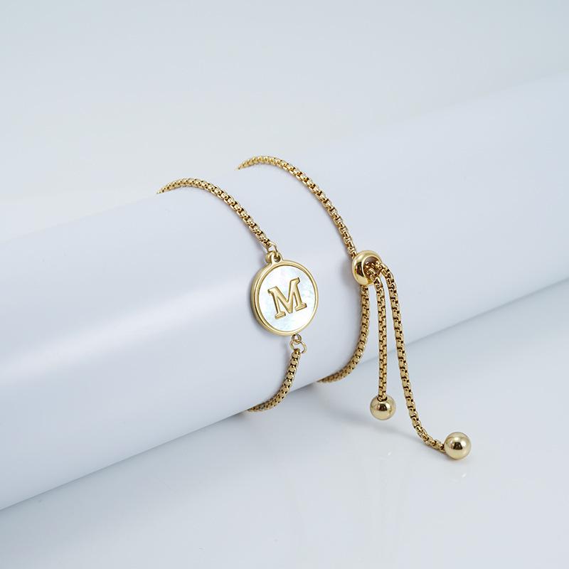 European-American Titanium Steel 26-Letter Bracelet, Unique 18K Stainless Steel Alphabet Bangle for Women