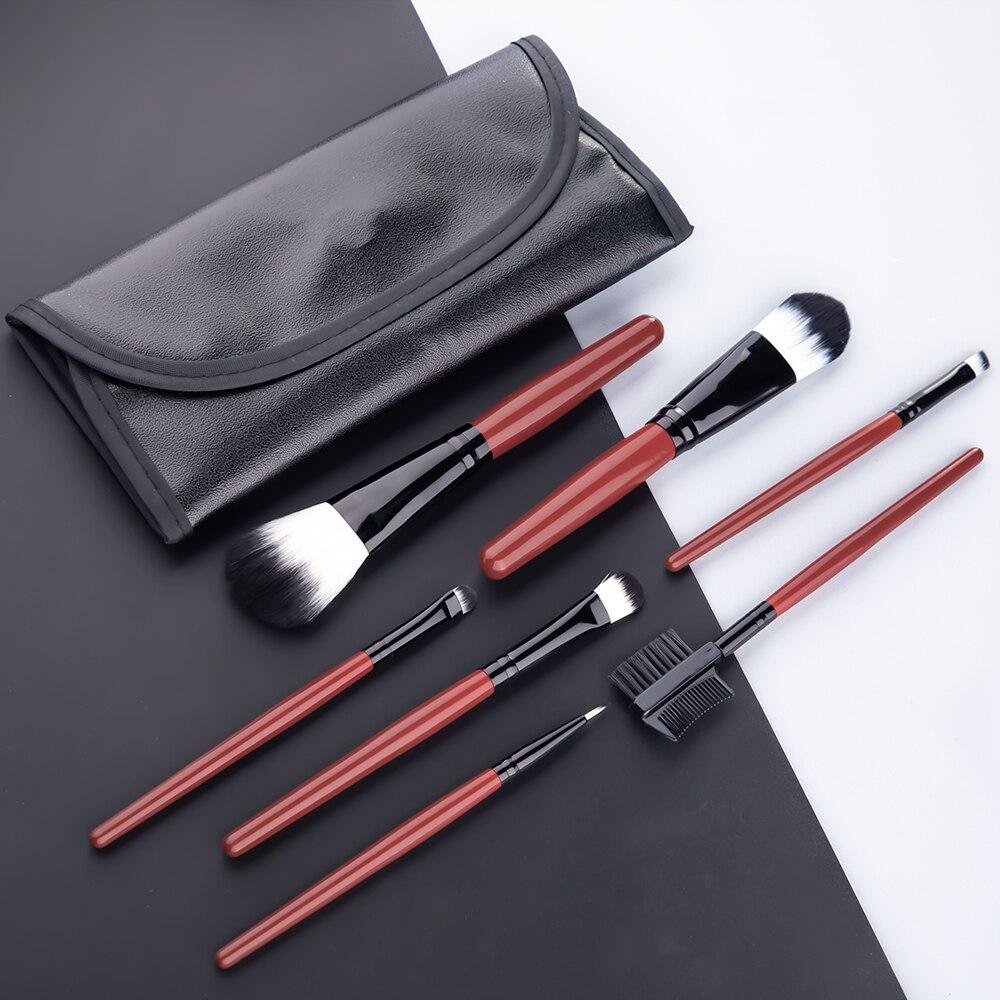 7pcs Red Makeup Brushes Powder Foundation Blusher Face Kabuki Brush Pincel Maquiagem Cosmetics Tools Make Up