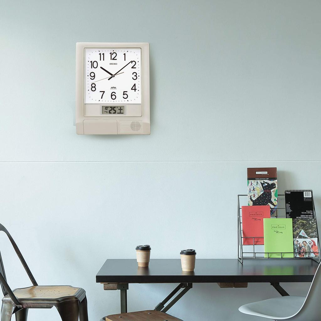 Seiko Clock Wall Clock Office Type Chime Program Function Date Calendar Radio Wave Analog Silver Metallic PT201S