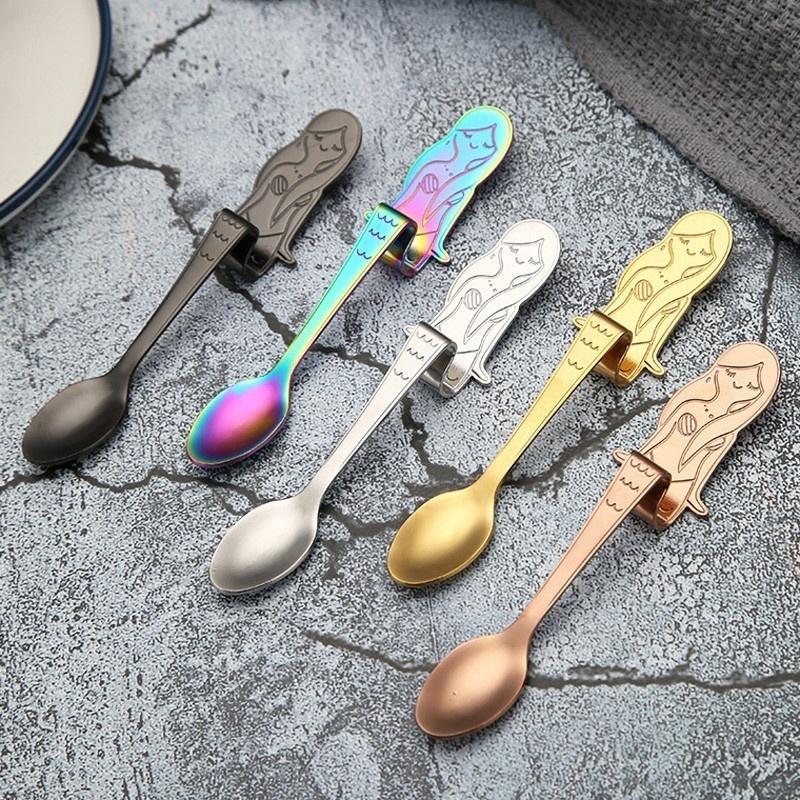 Beautiful Mermaid Stainless Steel Coffee Drink Spoon Creative Kitchen Gadget Tableware Sup