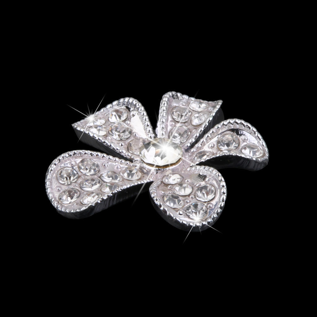 Phenovo Kristall-Blumen-Strass-Knöpfe zum Selbermachen, Basteln, Verzierung, Silber