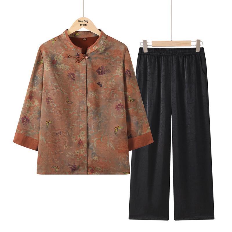 

Elderly Women s Breathable Summer Shirt Set 3XL
