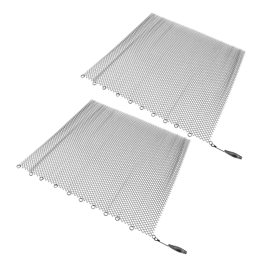 Fireplace Mesh Screen Curtain 2 Wide Panels Hanging Replacement Screens for Home Wood Burning