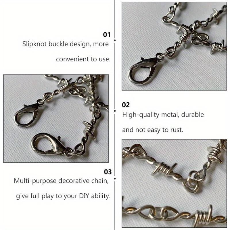 1pcs Chain Necklace Pants Waist Punk Chain Pants Men's Jewelry Barbed Wire Jeans Silver Necklace Men's and Women's Necklace Pant