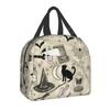 Pattern Insulated Lunch Bag for School Office Halloween Cat Skull Leakproof Cooler Thermal Bento Box Women Children