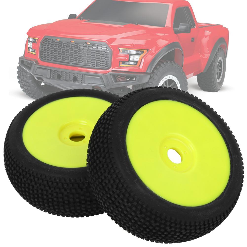 2pcs RC Rubber Tires 17mm Hex Wheel Hub for 1/8 Truck Off Road Model Crawler Car(White )