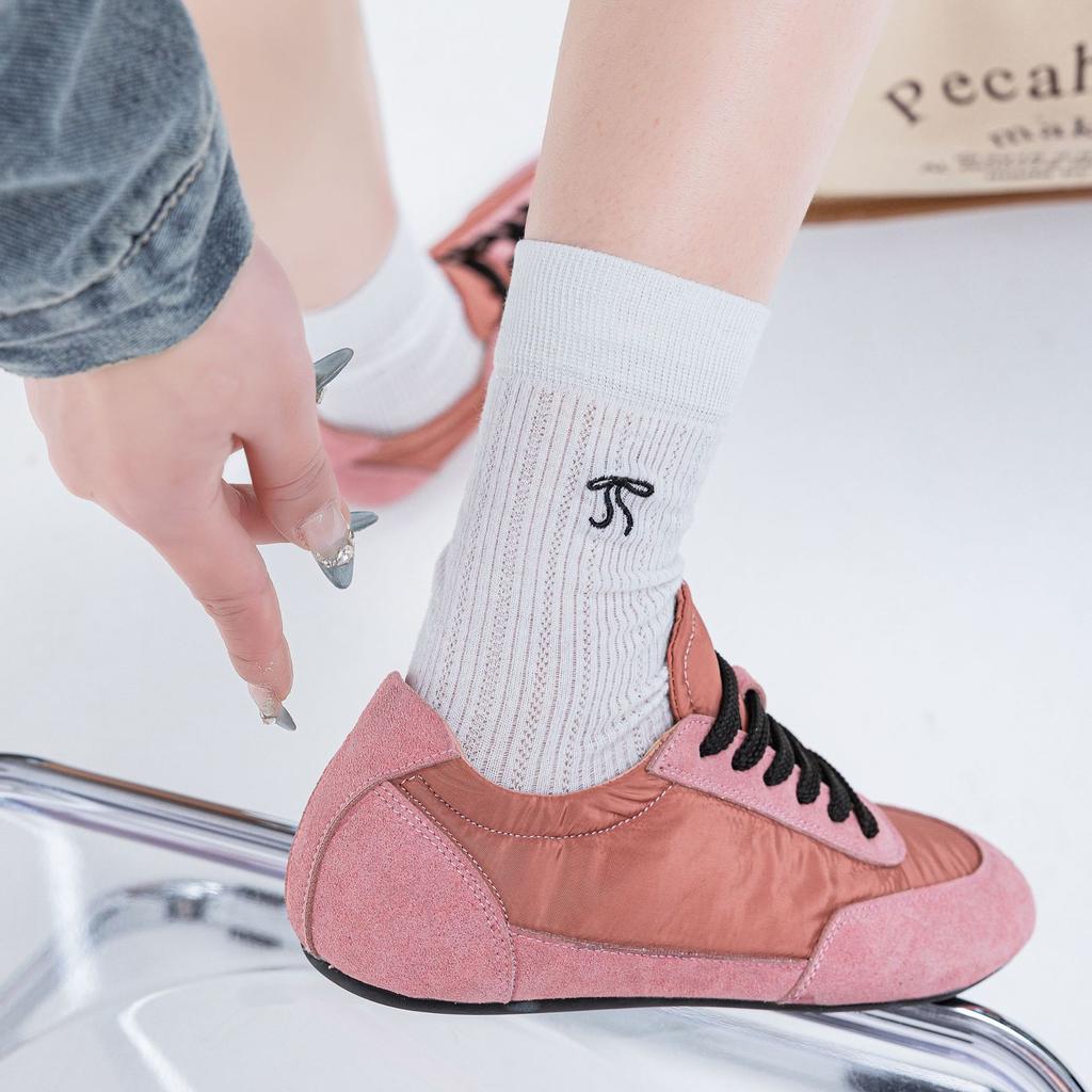 Customized Leather 25 Summer New Home Moral Training Shoes Comfortable Casual Shoes Lace-up Color Matching Forrest Gump Shoes Women's Sports Board Sh
