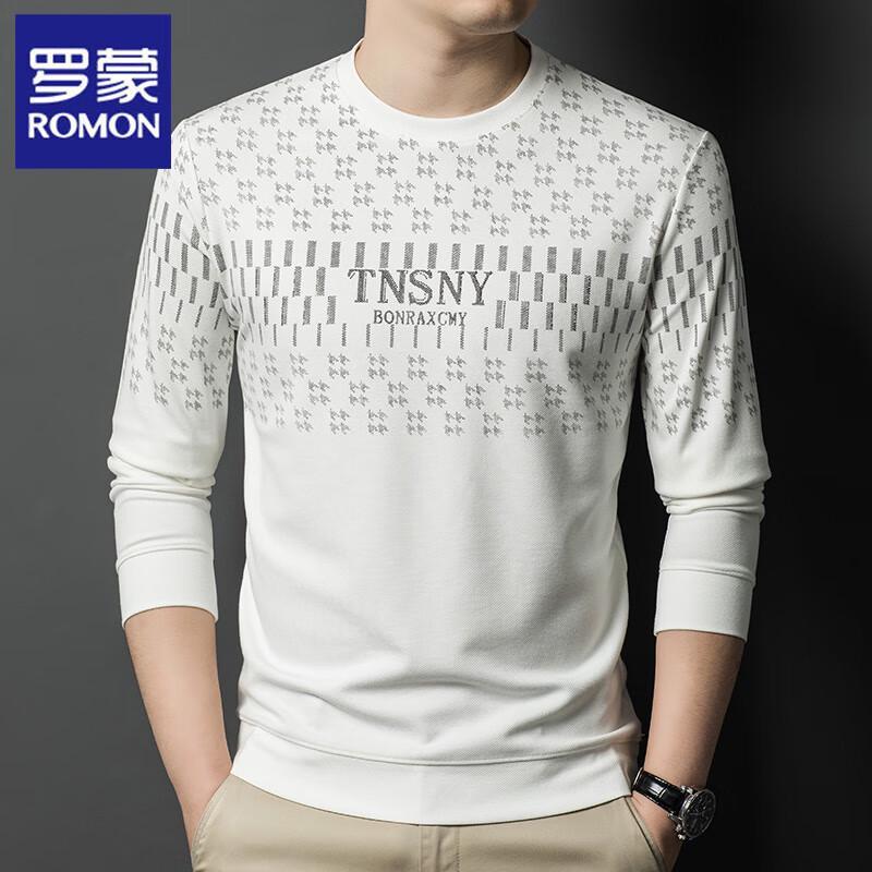 Romon Men s Business Casual Long-Sleeved T-Shirt M