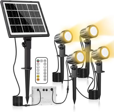 MEIKEE Luce Solare da Giardino 3 Colori 3 Luminosità Telecomando Solare Auto IP66 4 per Paesaggio Giardino Segnaletica Sentiero 3 Temperature Colore [2025