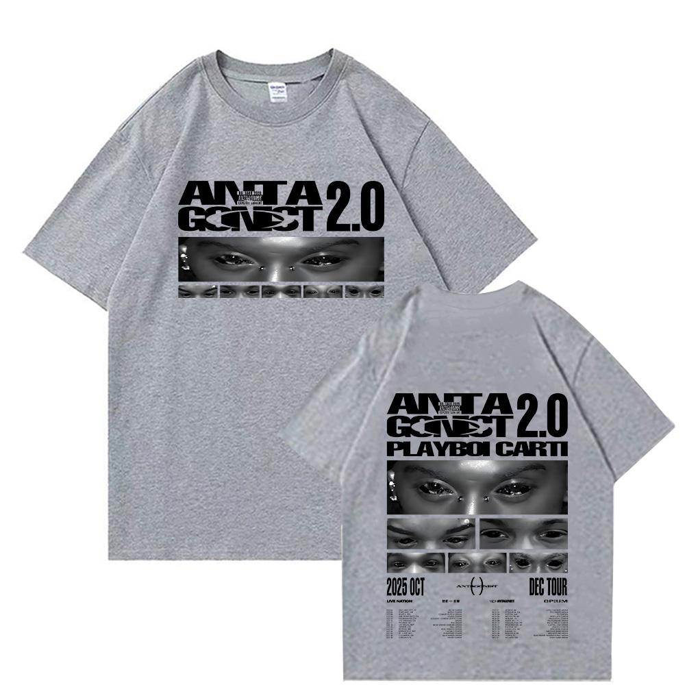 Rapper Playboi Carti Antagonist Tour T-shirts Mens Clothing Hip Hop 90s Vintage T Shirts Male Casual Cotton Streetwear