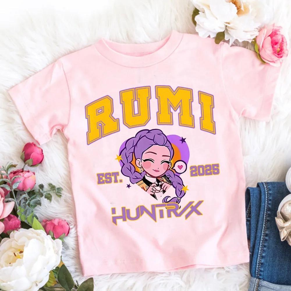 Kpop Demon Hunters Anime Print Kids Tshirt Girls Casual Short Sleeve Top Summer Fashion Harajuku Tee Fan Gift