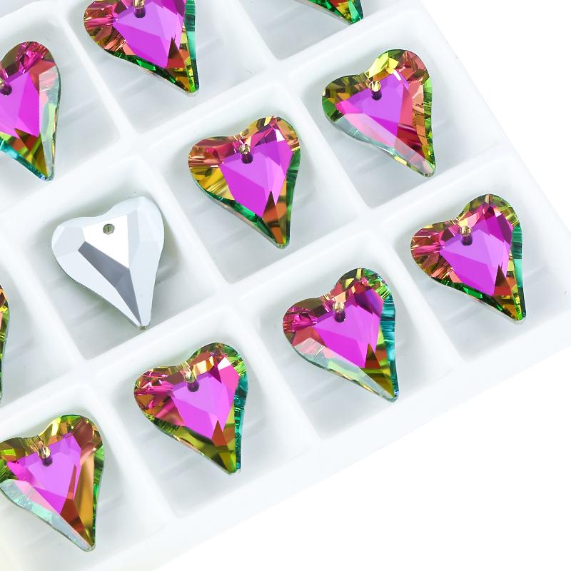 12Pcs Austria Crystal Pendant Loose Rhinestone Beads Charms Glass Jewelry Gems Stones for DIY Necklace Jewelry Making 11Styles