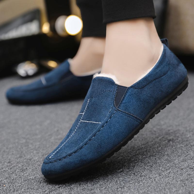 Winter Men's Walking Casual Shoes Keep Warm Cotoon Loafers Office Warm Black Dress Shoes with Plush buy the best products in the Ayzeze online store Winter Men's Walking Casual Shoes Keep Warm Cotoon Loafers Office Warm Black Dress Shoes with Plush buy the best products in the Ayzeze online store