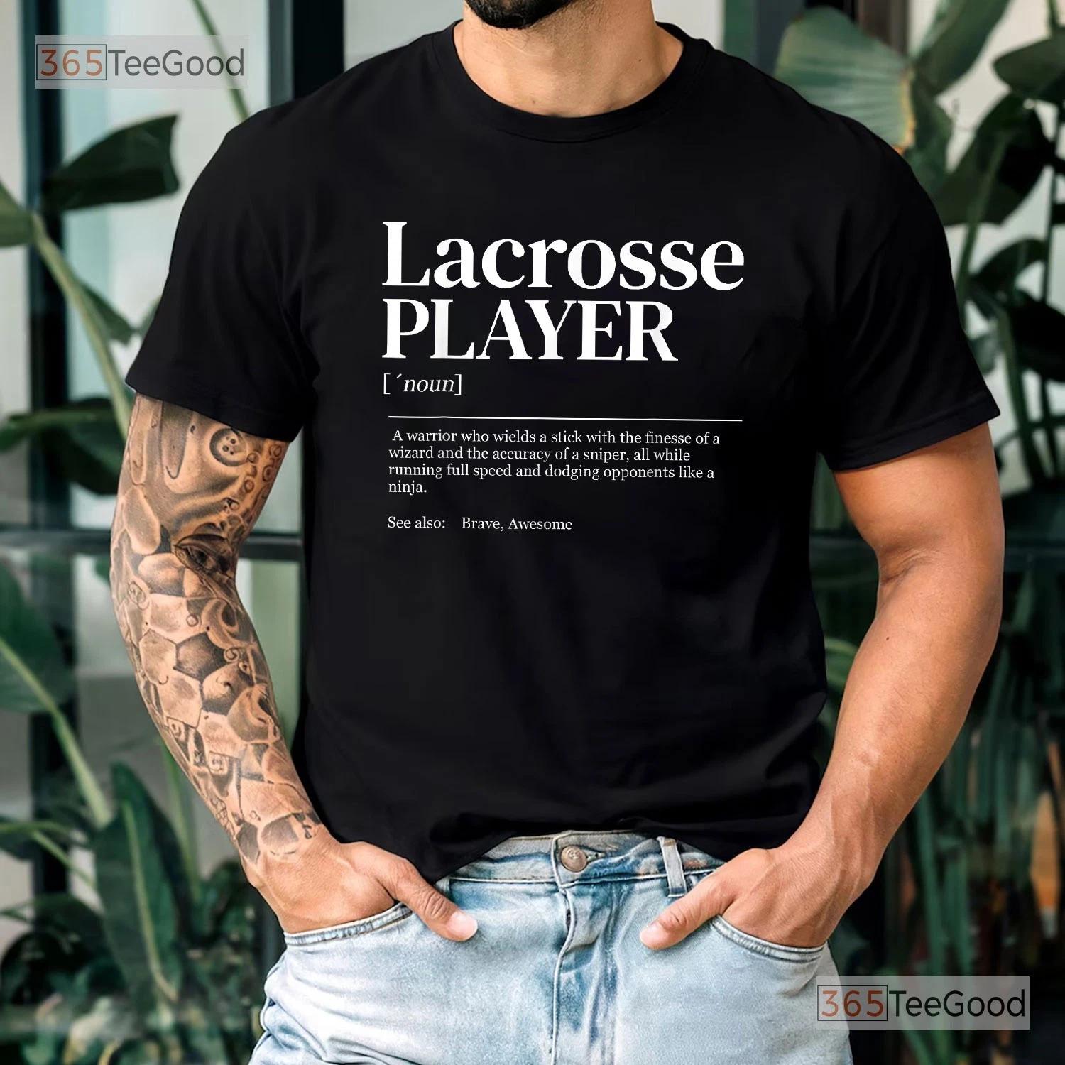 Funny Lacrosse Player Definition Tee, Humorous Lax Quote Graphic Shirt Men L