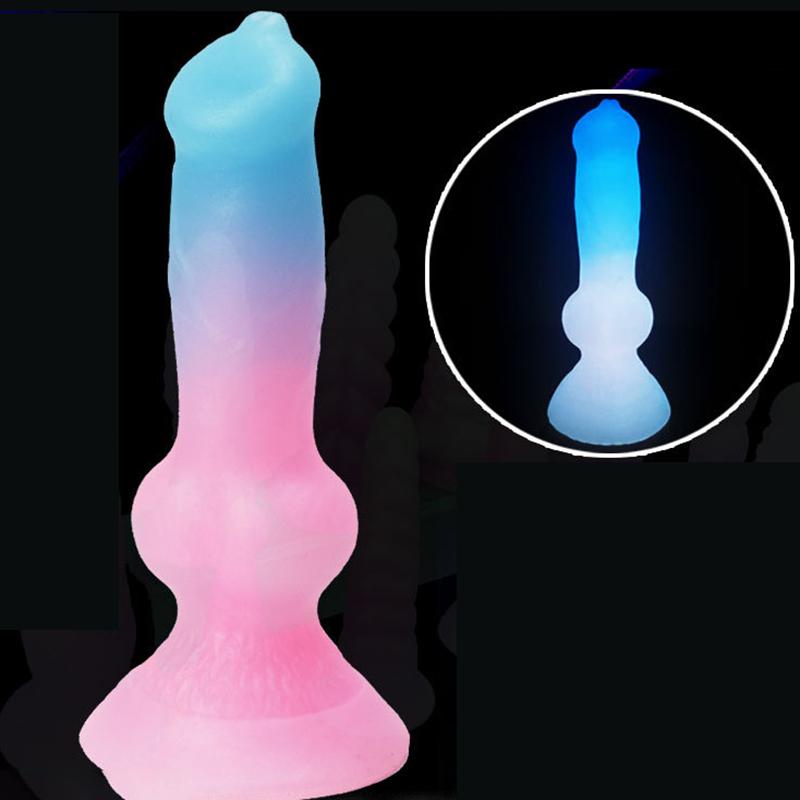 Luminous Dog Dildo Anal Plug Animal Dildo Sex Toys for Women Men Silicone Penis for Women Glow In The Dark