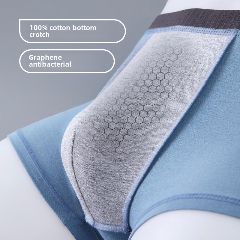 Men's Pure Cotton Graphene Antibacterial Boxer Briefs - Mid-Waist, Comfortable, Breathable, High Elasticity.