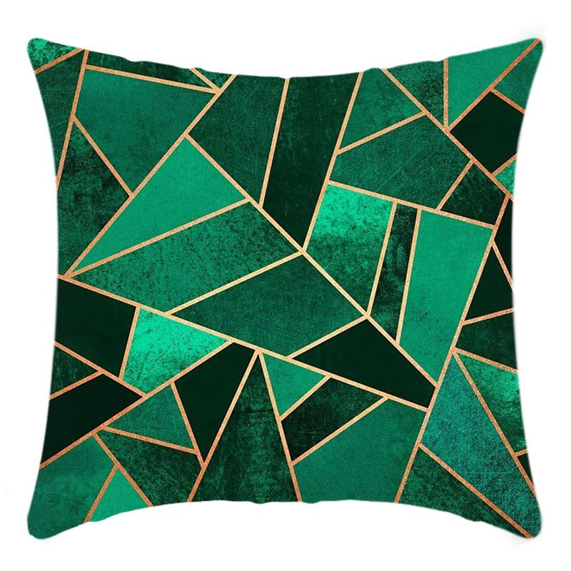 

New Light Luxury Series Green Color Printing Splicing Printed Pillow Case Home Sofa Cushion Cover 45 * 45Cm pillowcase