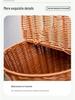 Large Retro Flip-Top Wicker Picnic Basket - Ideal for Outdoor Shopping and Storage of Fruits and Vegetables