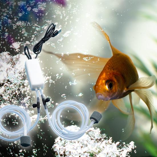 1 Set Oxygen Pump Dual Tube Design Mini Aquarium Air Pump Kit Ultra-Quiet USB Charging Pump for Fish