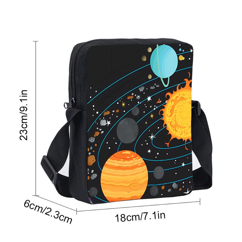 Cosmic Planet Daily Single Sided Messenger Bag For Boy/Girls Children Best Gifts 2D Flat D Cartoon Casual Teenage Crossbody Bag