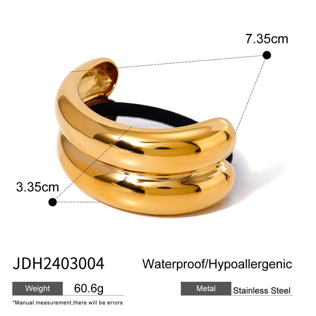 Jieding Stainless Steel Hair Tie: High-end European & American Ponytail Rubber Band with Titanium Steel Headwear.