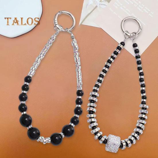 Cinturino da polso per cellulare con perline finte, ciondolo antifurto per telefono, cinturino per telefono con strass e mani libere alla moda