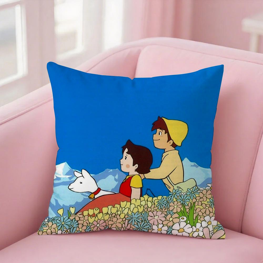 Heidi Peter E Nonno Alpi Capra Montagna Federa Quadrata Stampa Double-Sided Corto Peluche Cuscino Divano Copricuscino Camera da Letto