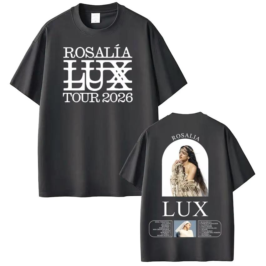 Rosalía Rosalia LUX Tour 2026 Potisknuté tričko Pánské Dámské Bavlna Estetika Volná trička Krátký rukáv Módní Harajuku trička