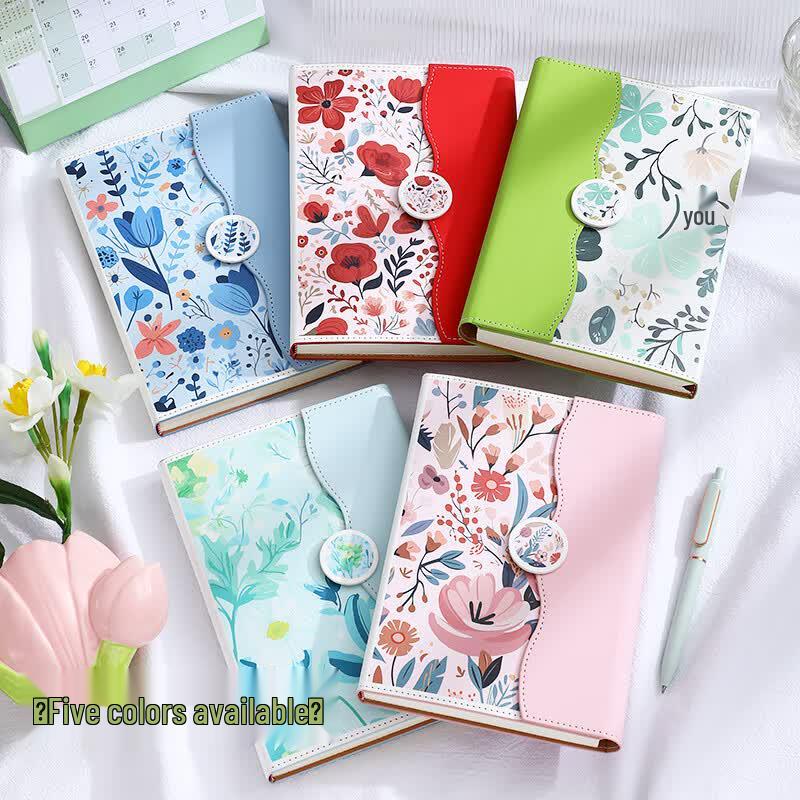 Zuolanze A5 Magnetic Tri-Fold Floral Leather Notebook