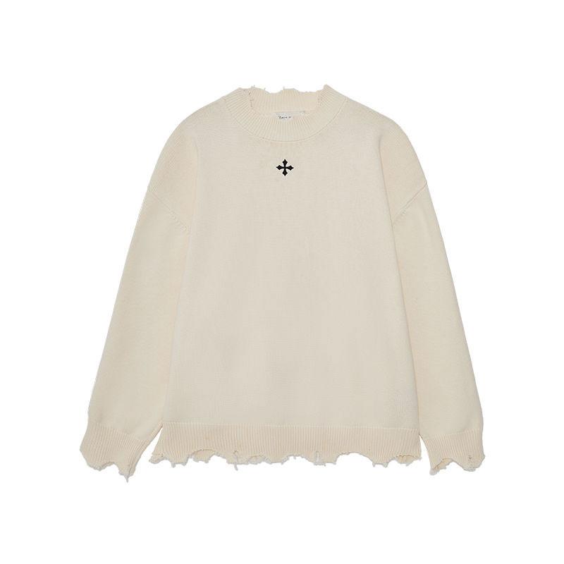 

Винтажный мешковатый свитер с длинными рукавами, женский уличный стиль, модный однотонный повседневный пуловер оверсайз, одежда в стиле Y2k XL бежевый