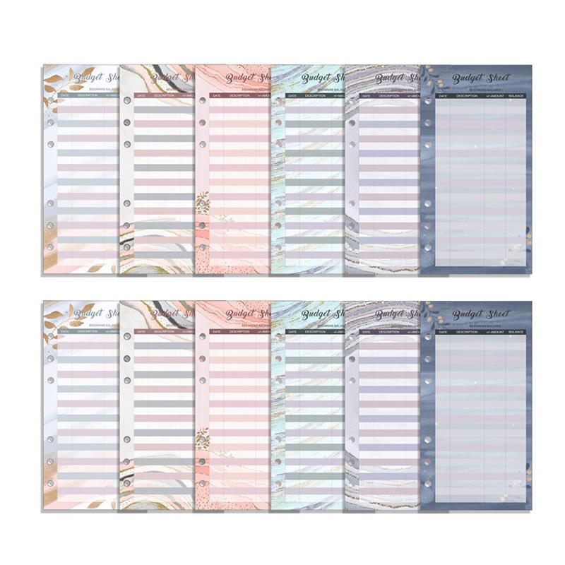 A5A6 Budget Planner with Loose-leaf Inner Pages, Zipper Pouch, Divider, 7-inch 6-hole Refills, and English Labels.