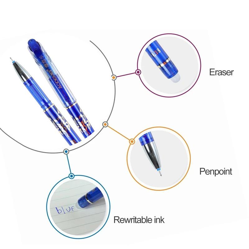 26 Pcs/Kit Kawaii Erasable Pens Blue/black/red 035mm Gel Pen Gel Ink Stationery School Writing Supplies for Notebook Office Stu
