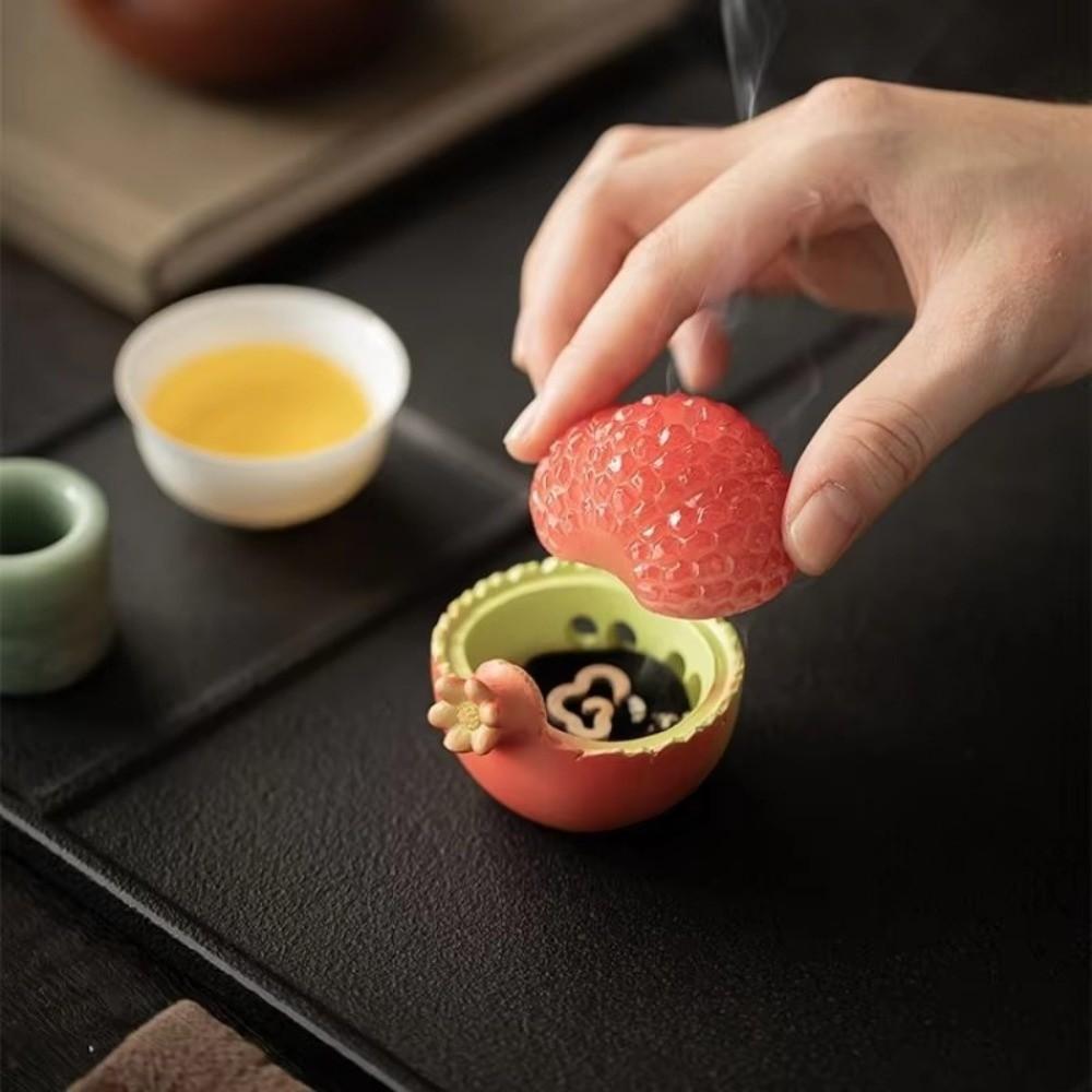 Simulation Pomegranate Incense Burner Chinese Style Resin Sandalwood Incense Stove Traditional Aromatherapy Burner Study Room