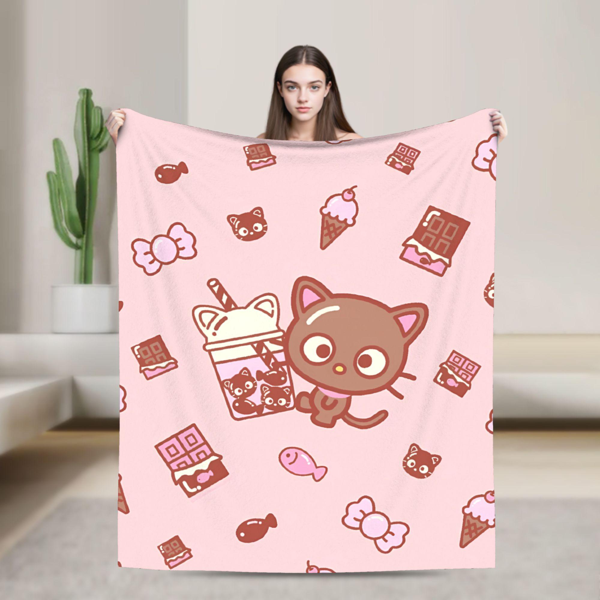 

Cute Chococats Blankets Black Cat Soft Comfortable Plush Bedding Throws For Students Living Room Flannel Bedspread Bed Cover 75cmx90cm чёрный