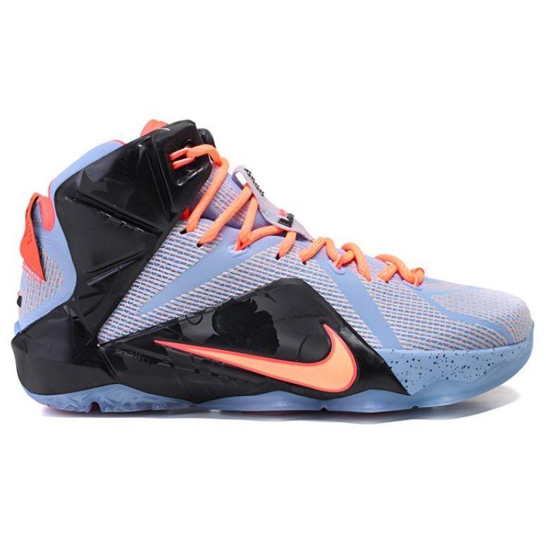Nike Lebron 12 Easter Round Toe Lace-Up Non-Slip Lightweight Mid-Top Basketball Shoes Men sneaker Black Purple 707781-488