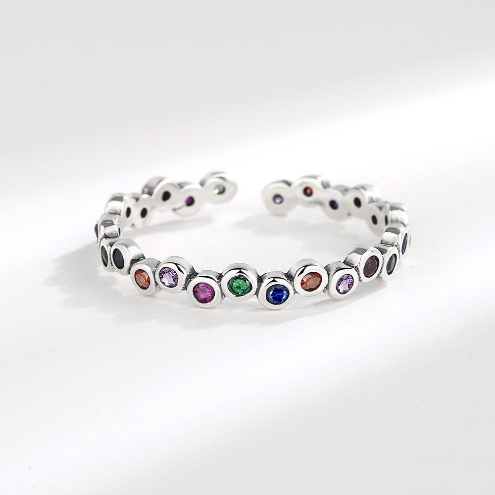 Niche Design Colorful Zircon Ring For Women Fashionable Versatile Finger Ring Personalized Jewelry