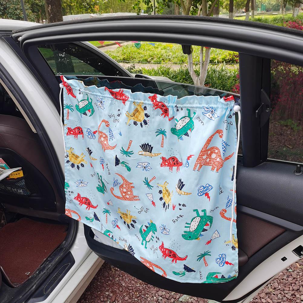 Suction Cup Curtain Cartoon Cute Cotton Baby Car Window Sunshade Cover UV Protection Suction Cup Cloth Curtain for Kids Toddler