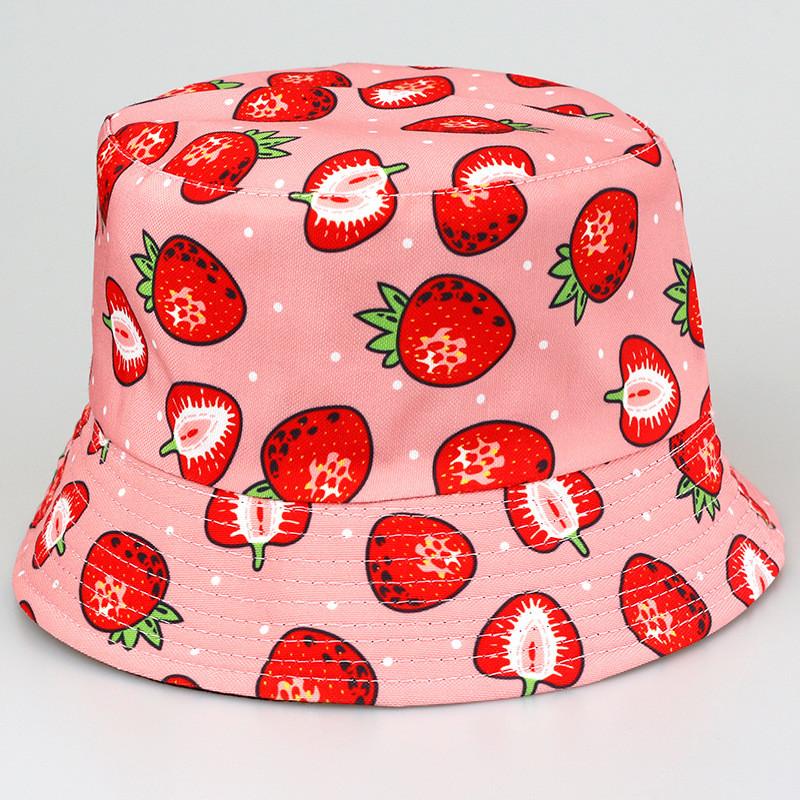 Tropical Fruits Reversible Fisherman Hat In Polyester For Summer Outdoor Sun Protection Characters Included)