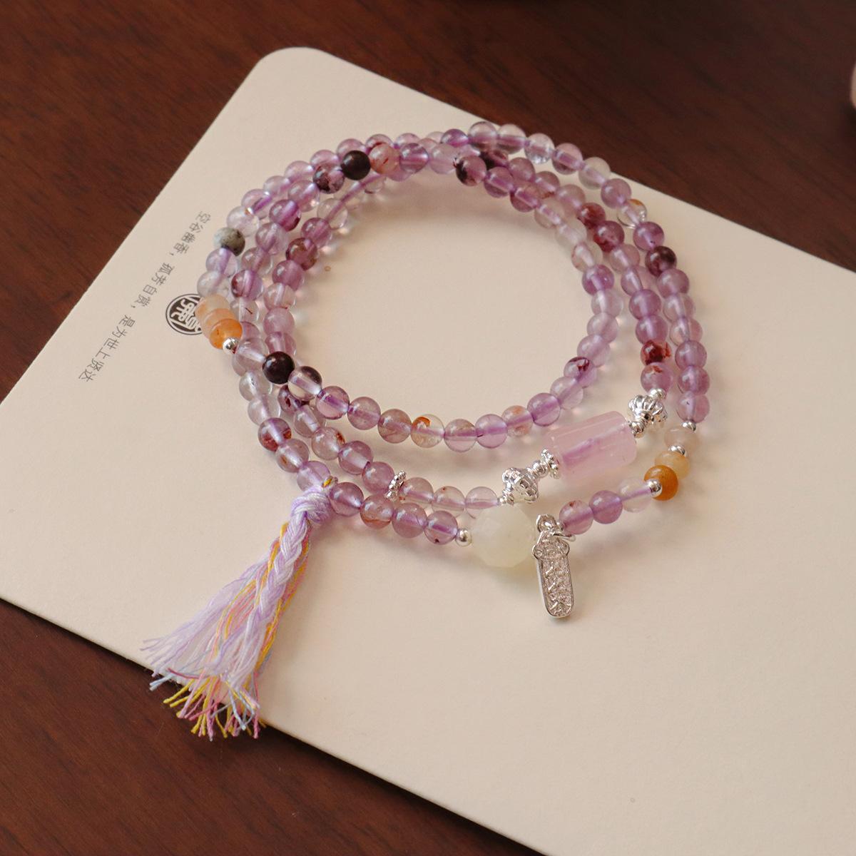 Natural amethyst bracelet three-circle citrine bracelet. Bangles Women Fashion Jewelry accessories Gift