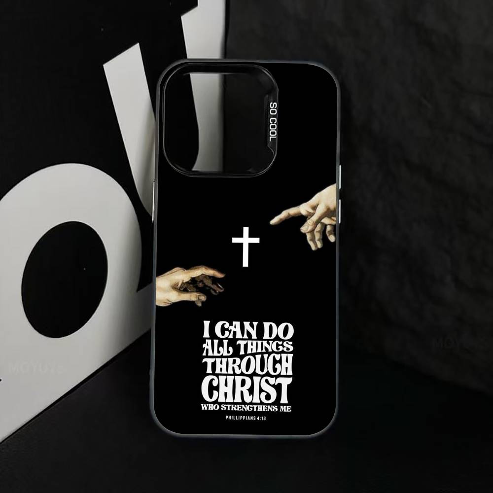 Чехол для телефона J-Jesus B-Bible V-Verse для iPhone 17,16,15,14,13,12,11 Plus,Pro Max,XS, Разноцветный Серебристый Черный Чехол iPhone16