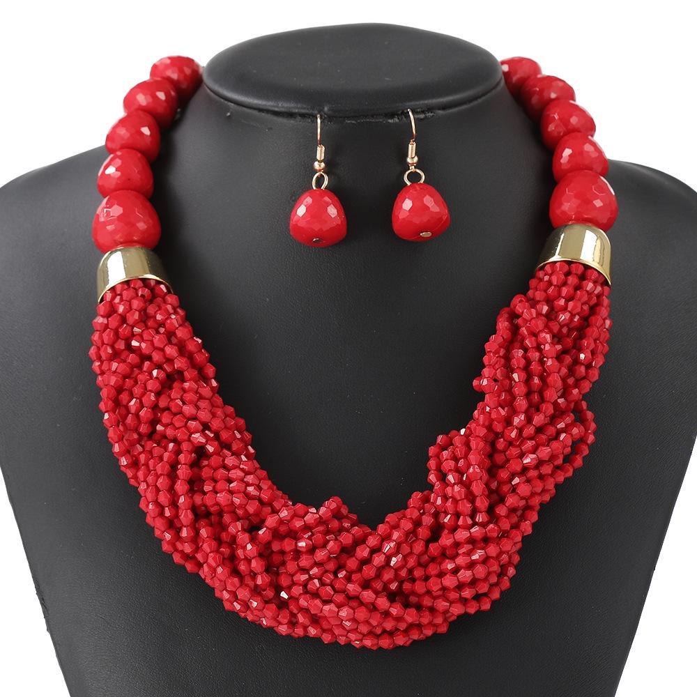 Bohemian Multi-Layer Beaded Necklace Set: Cross Weave & Retro Ethnic Style for Women