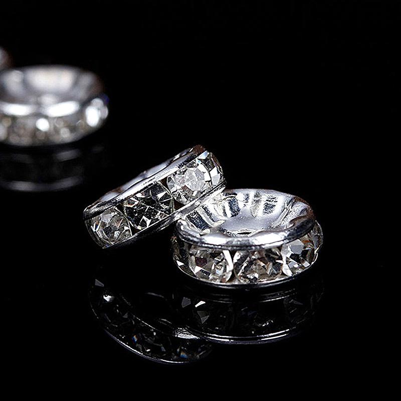 50Pcs Diamond-Encrusted Wheel Spacer, 8mm Bead Spacing, DIY Material, Handmade Jewelry Accessory For Bracelets And Necklaces
