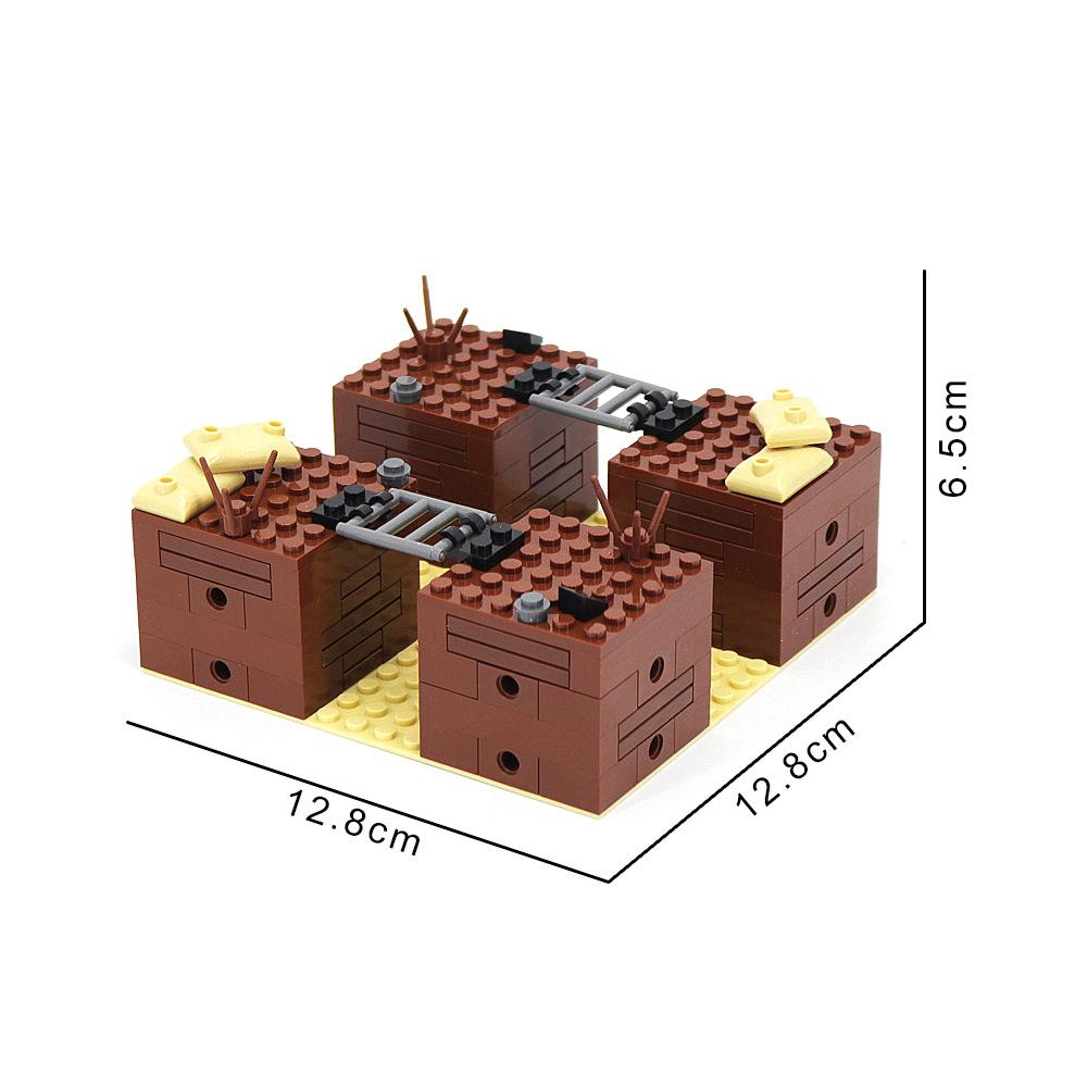 Small Particle Assembled Building Block Trench Fortress Bunker Military Battlefield Scene Ornament Decorative Toy