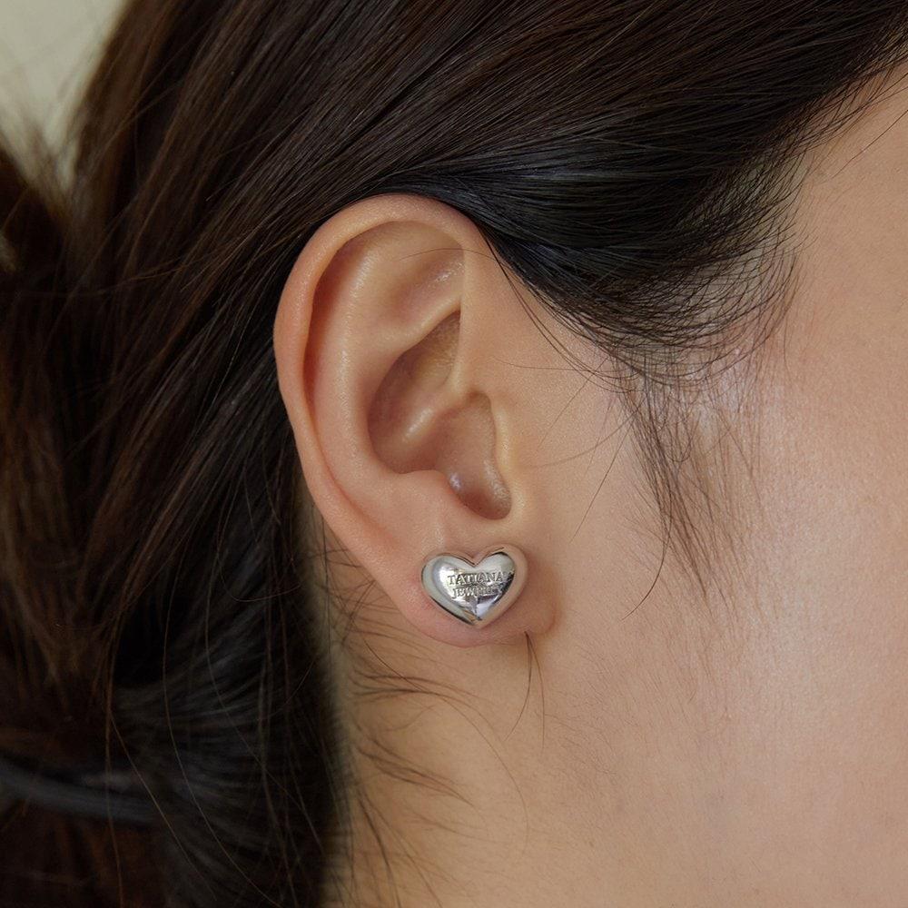 (925 Silver) Great Heart Earrings Ec3021