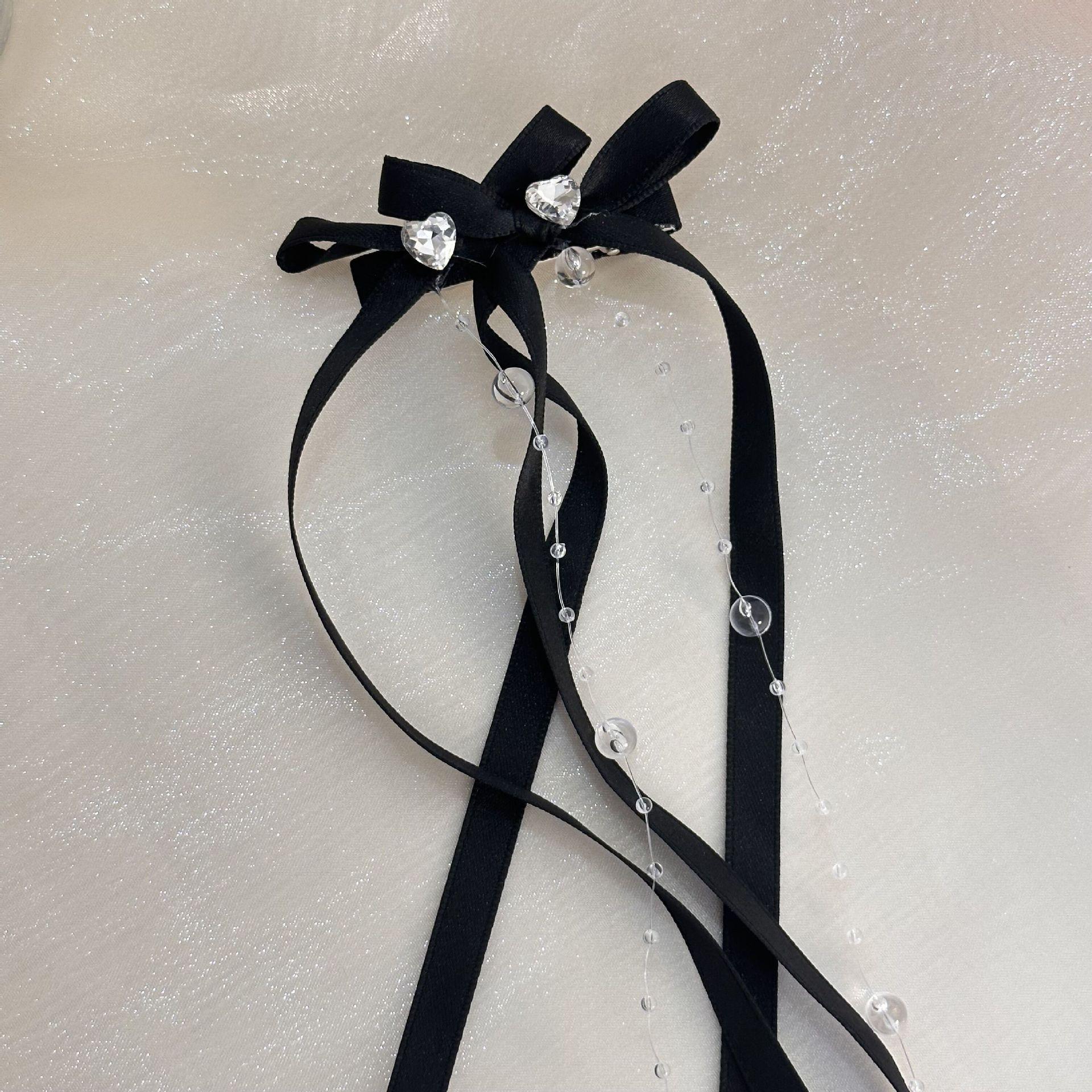 

Лента Стеклянные Бусины Бант Кисточка Заколка для Волос Женская Корейская Y2K Мода Однотонная Заколка Девушки Вечеринка Головной Убор Боковые Зажимы