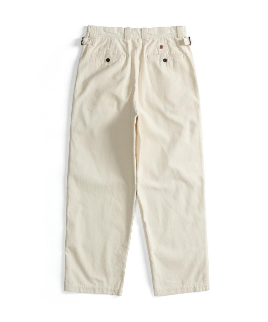 Guernsey Woollens Corduroy Single-Pleat Wide Pants - Ecru